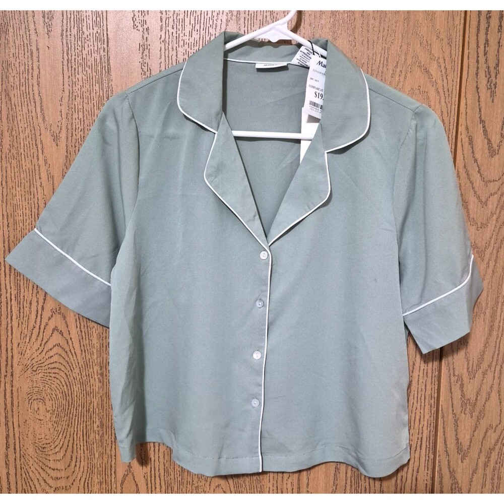 Jason Wu Women's Lime Green Button Up Short Sleeve Pajama Top Size S NWT
